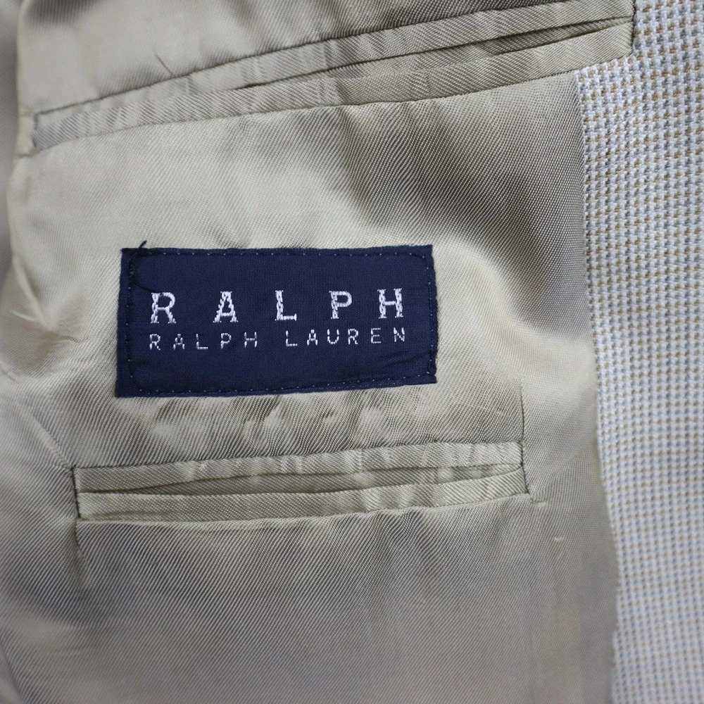 Ralph Lauren Sport Coat Mens 44R Tan Micro-Houndstooth Two-Button Blazer Canada